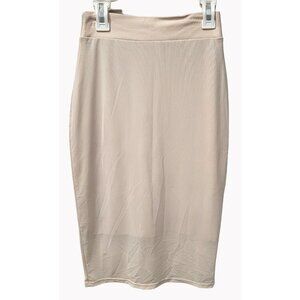 Women's Charlotte Russe Tan Mesh Knee Length Pencil Skirt Size S
